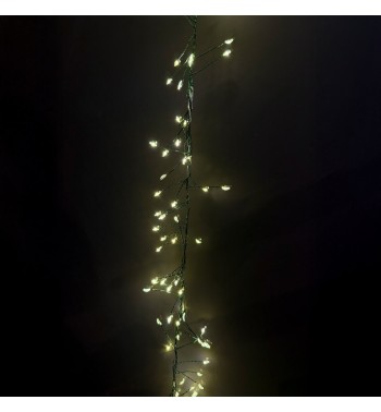 Catena Luminosa Cluster con 1500 Led Bianco Caldo Cavo Verde
