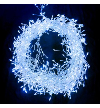 Catena Luminosa Cluster 1500 Led Bianco Freddo Cavo Silver