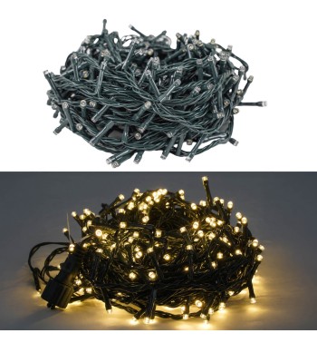 Catena Luminosa 15 m con 300 LED Bianco Naturale – Cavo Verde