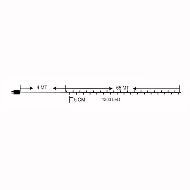 Catena Luminosa 1300 Led Bianco Naturale 8 con Giochi di Luce 65 metri