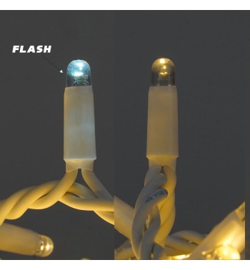 Catena Luminosa Professionale 135 Led Bianco Naturale + 15 Flash| Cavo Bianco 10 Metri Connettibile| Uso Esterno IP67