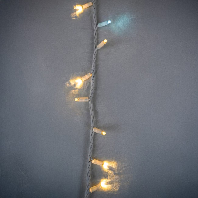 Catena Luminosa Professionale 135 Led Bianco Naturale + 15 Flash| Cavo Bianco 10 Metri Connettibile| Uso Esterno IP67