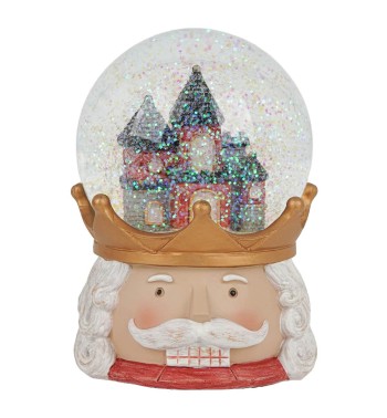 Carillon Schiaccianoci Natalizio con Globo in Vetro H.14 cm