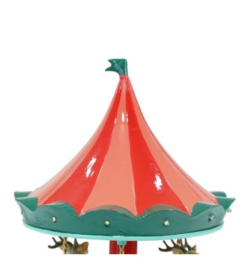 Carillon Natalizio con Renne Rosso e Verde in Resina H.26 cm