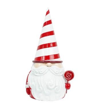 Gnomo Natalizio con Leccalecca in Resina H.41,5 cm