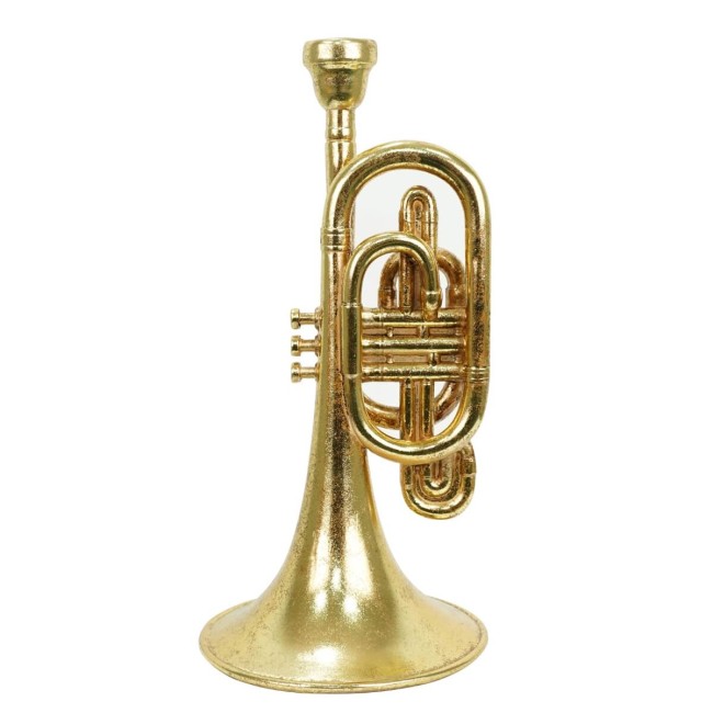 Candelabro Natalizio Tromba in Resina Oro H.42 cm