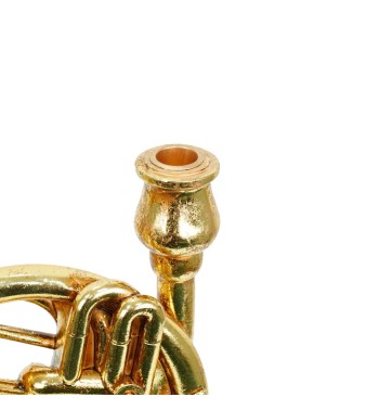 Candelabro Natalizio Corno Francese in Resina Oro H.29,5 cm Candelabro Natalizio Corno Francese in Resina Oro H.29,5 cm