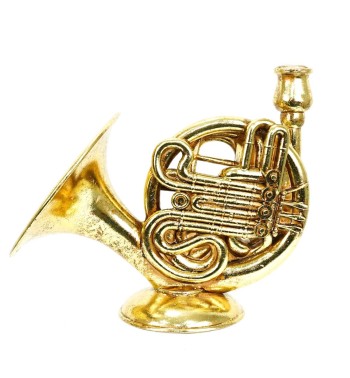 Candelabro Natalizio Corno Francese in Resina Oro H.29,5 cm Candelabro Natalizio Corno Francese in Resina Oro H.29,5 cm