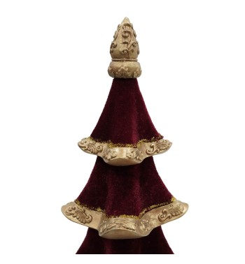 Alberello di Natale in Velluto Bordeaux e Base Oro 2 Misure