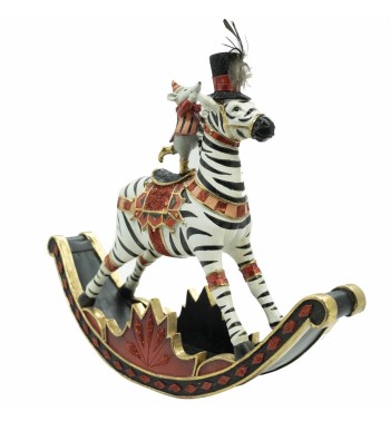 Zebra a Dondolo con Topino in Resina H.29 cm