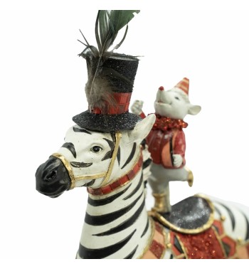 Zebra a Dondolo con Topino in Resina H.29 cm