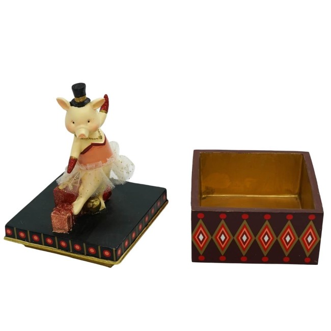 Scatola con Maialino Ballerino H.19,5 cm