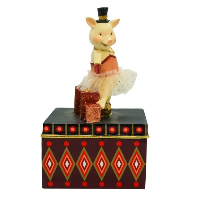 Scatola con Maialino Ballerino H.19,5 cm