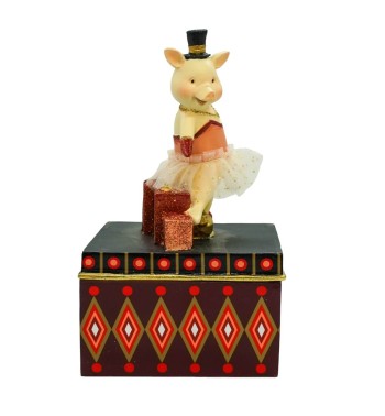 Scatola con Maialino Ballerino H.19,5 cm
