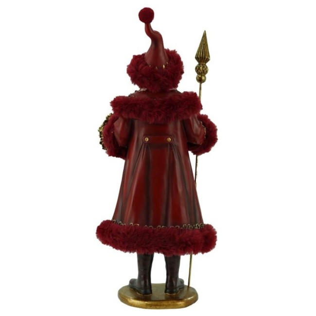 Babbo Natale con Renna Oro in Resina H.38/32 cm Set 2 Pz