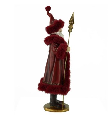 Babbo Natale con Renna Oro in Resina H.38/32 cm Set 2 Pz