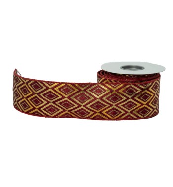 Nastro Natalizio con Decori Oro Disponibile in 2 Colori 6 cm x 4 mt