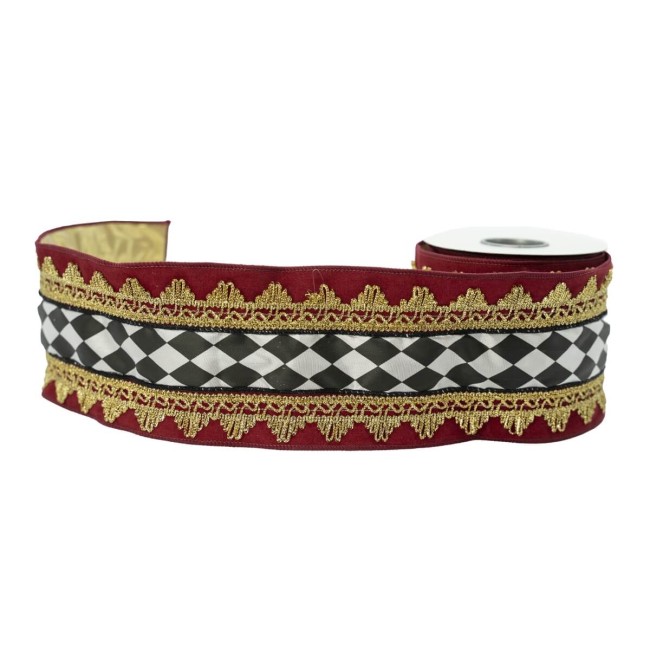 Nastro Natalizio con Rombi Bianchi e Neri 10 cm x 5 mt