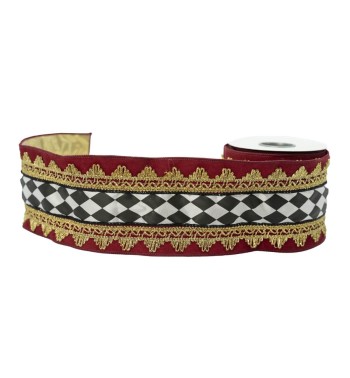 Nastro Natalizio con Rombi Bianchi e Neri 10 cm x 5 mt