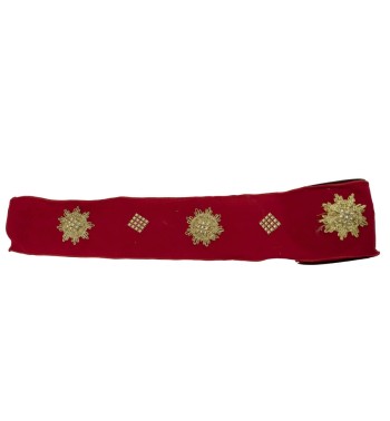 Nastro Natalizio in Velluto Rosso con Decoro Oro 10 cm x 5 m Nastro Natalizio in Velluto Rosso con Decoro Oro 10 cm x 5 m