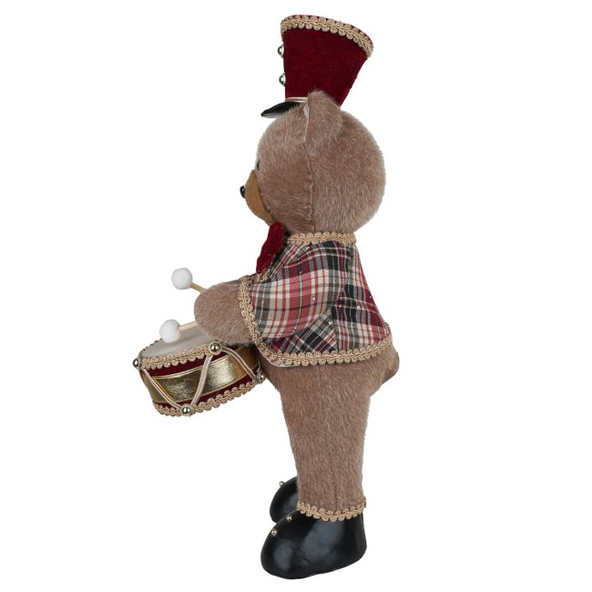 Orsetto Natalizio con Tamburo Fantasia Tartan H.45 cm