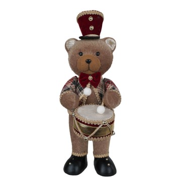 Orsetto Natalizio con Tamburo Fantasia Tartan H.45 cm