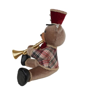 Orsetto Natalizio Seduto con Tromba H.33 cm