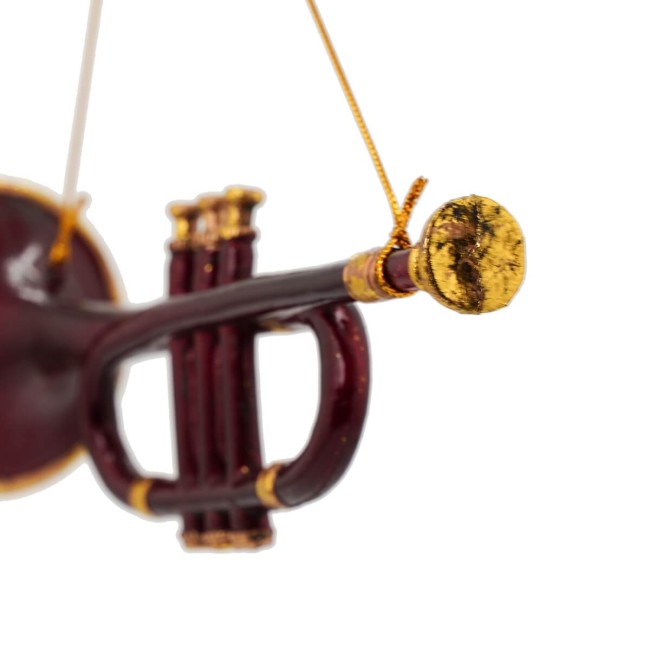 Tromba Natalizia da Appendere Bordeaux e Oro H.26 cm