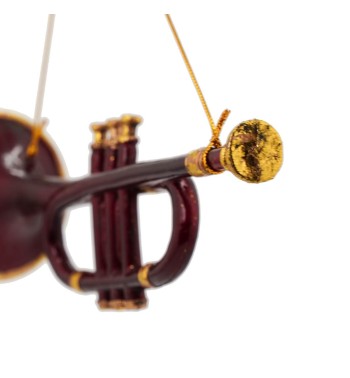 Tromba Natalizia da Appendere Bordeaux e Oro H.26 cm Tromba Natalizia da Appendere Bordeaux e Oro H.26 cm