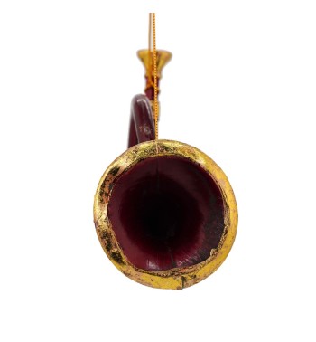 Corno Francese Natalizio da Appendere Bordeaux e Oro H.20 cm Corno Francese Natalizio da Appendere Bordeaux e Oro H.20 cm