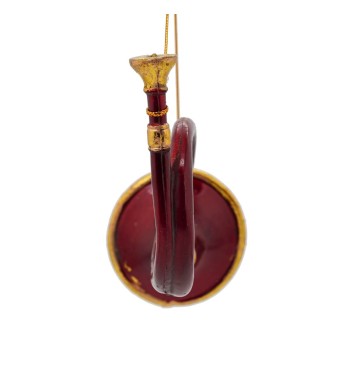 Corno Francese Natalizio da Appendere Bordeaux e Oro H.20 cm Corno Francese Natalizio da Appendere Bordeaux e Oro H.20 cm