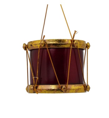 Tamburo Natalizio da Appendere Bordeaux e Oro H.8 cm Tamburo Natalizio da Appendere Bordeaux e Oro H.8 cm