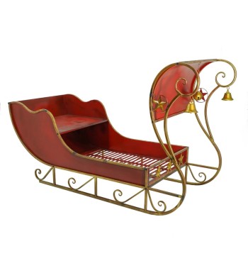 Slitta Natalizia Rossa e Oro in Metallo 150x60x89 cm