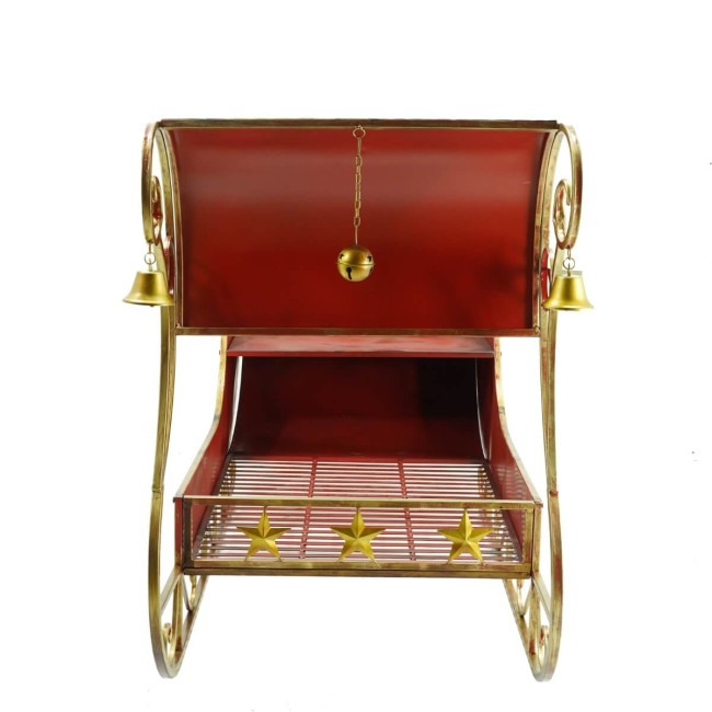 Slitta Natalizia Rossa e Oro in Metallo 150x60x89 cm