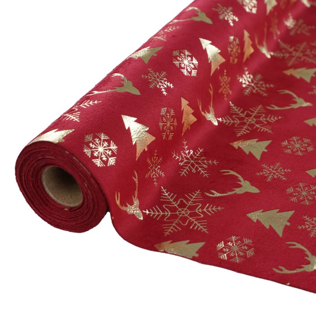 Runner Natalizio in Velluto Decorato 35x300 cm 3 Colori