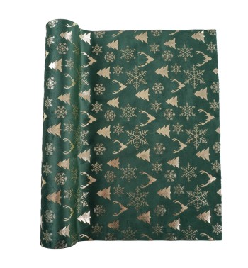 Runner Natalizio in Velluto Decorato 35x300 cm 3 Colori