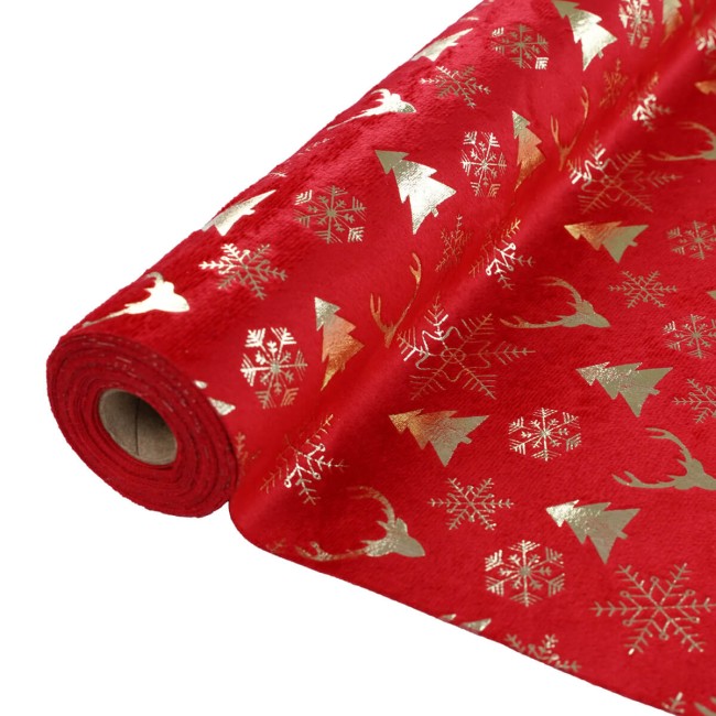 Runner Natalizio in Velluto Decorato 35x300 cm 3 Colori