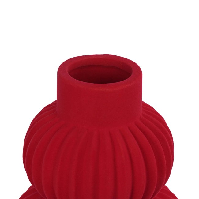 Vaso in Ceramica Rivestito in Velluto Rosso 2 Misure