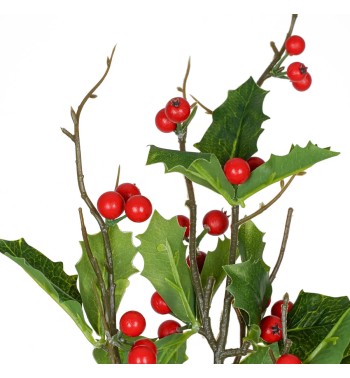 Rametto Natalizio con Bacche Rosse 80 cm