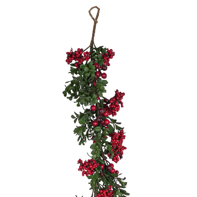 Tralcio Natalizio con Bacche Rosso Scuro 180 cm in PE