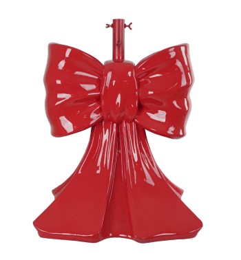 Base per Albero di Natale a Forma di Fiocco Rosso in Resina H.66 cm