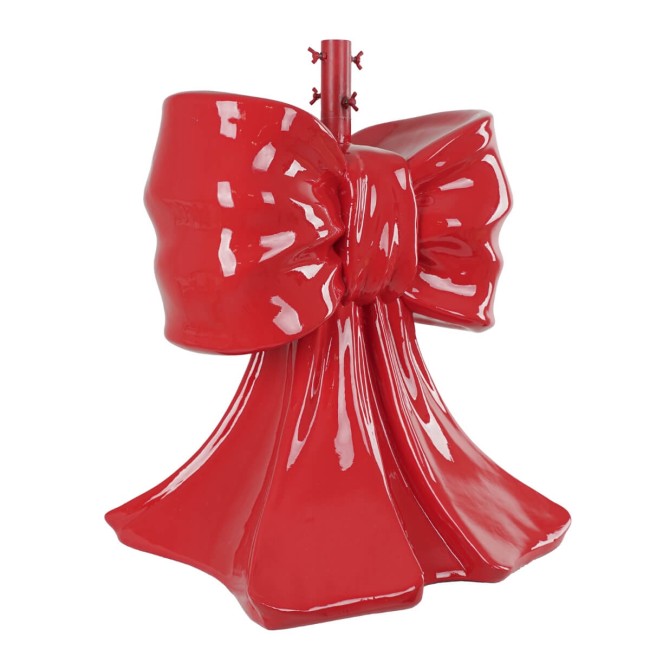 Base per Albero di Natale a Forma di Fiocco Rosso in Resina H.66 cm