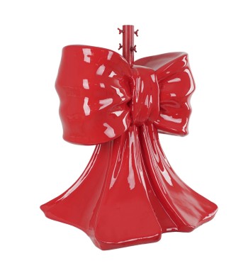 Base per Albero di Natale a Forma di Fiocco Rosso in Resina H.66 cm