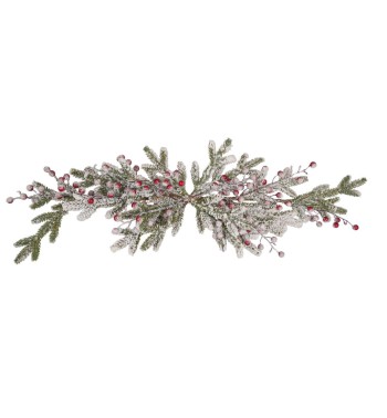 Swag Natalizio Innevato con Bacche Rosse 90 cm