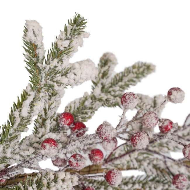 Swag Natalizio Innevato con Bacche Rosse 90 cm