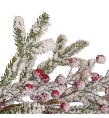 Swag Natalizio Innevato con Bacche Rosse 90 cm