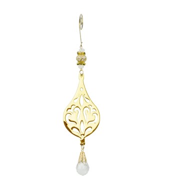 Decoro Natalizio Oro a Goccia Intagliata da Appendere 10x6 cm