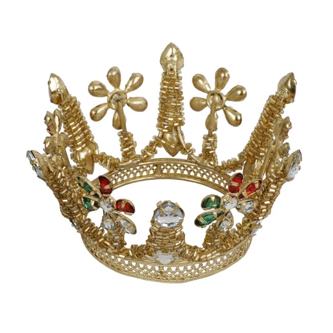Corona Natalizia Dorata con Gemme Colorate 2 Misure