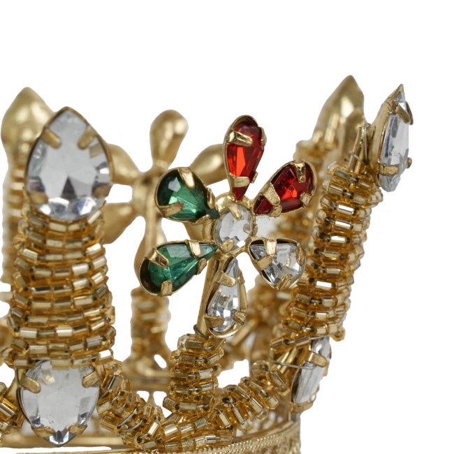 Corona Natalizia Dorata con Gemme Colorate 2 Misure