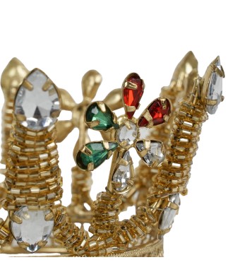 Corona Natalizia Dorata con Gemme Colorate 2 Misure